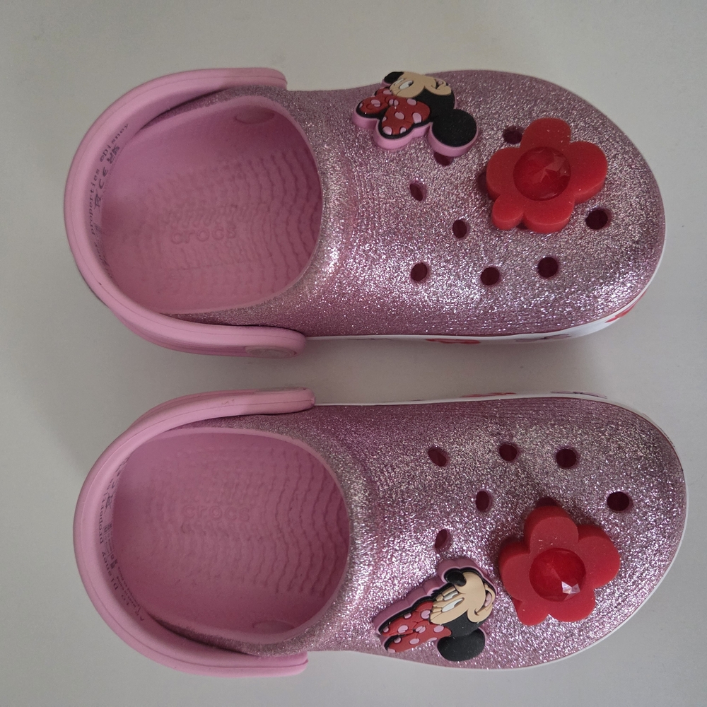 Disney Pink Glitter Sandals with Character Charms